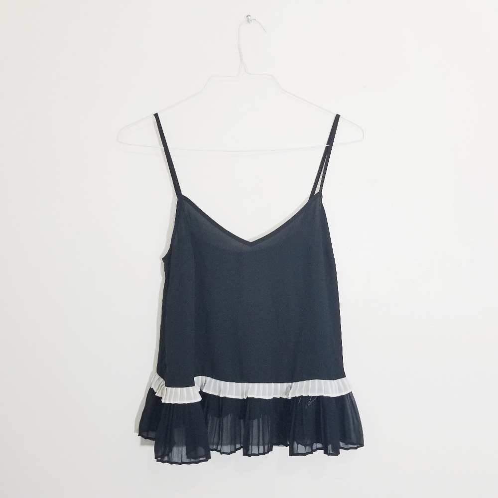 ASOS | Black Ruffle Hem Tank Top Size 6